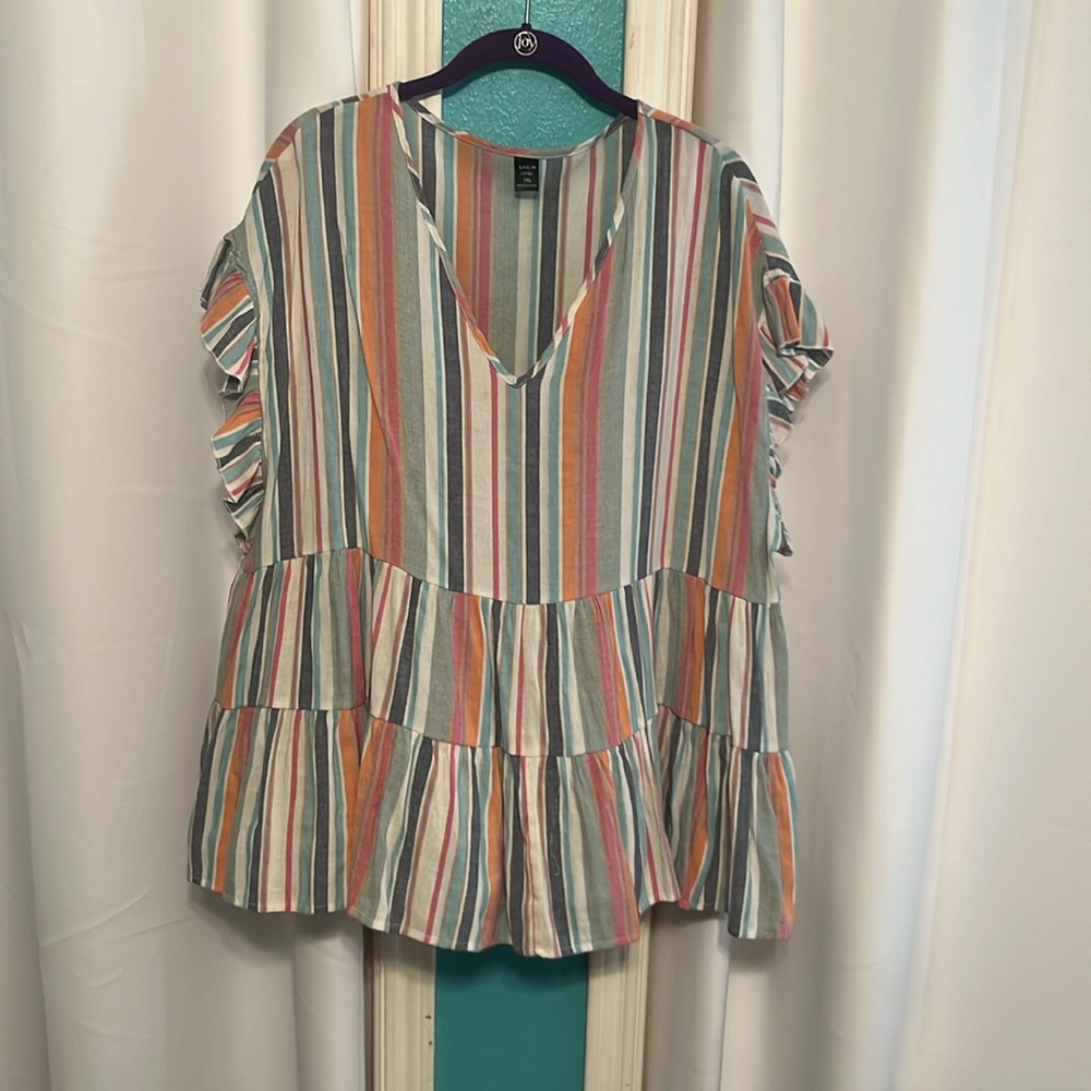 SHEIN Striped ruffled top